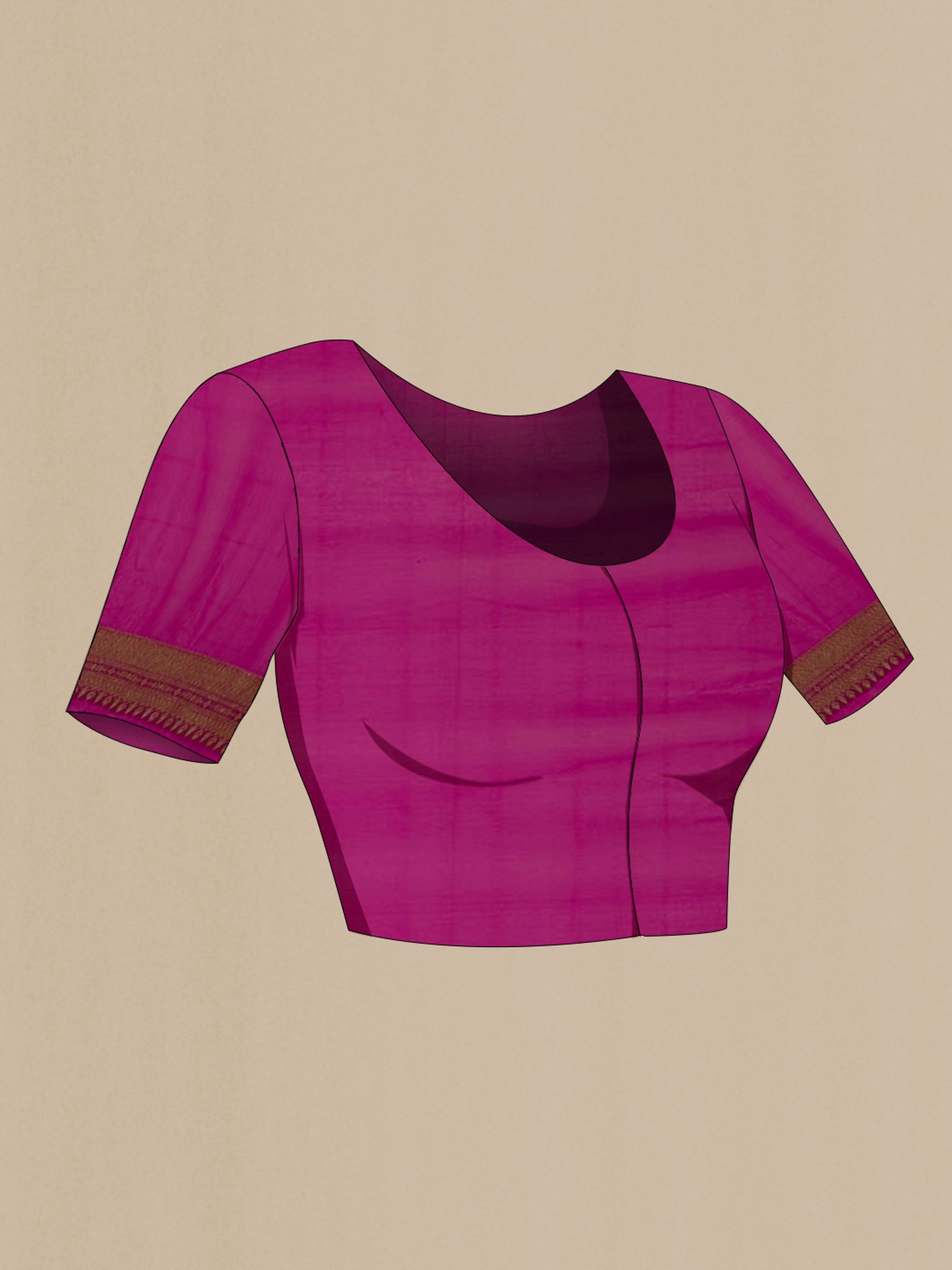 Close up image of the blouse of Pink Georgette Saree with Fancy on the body and Fancy Border. 