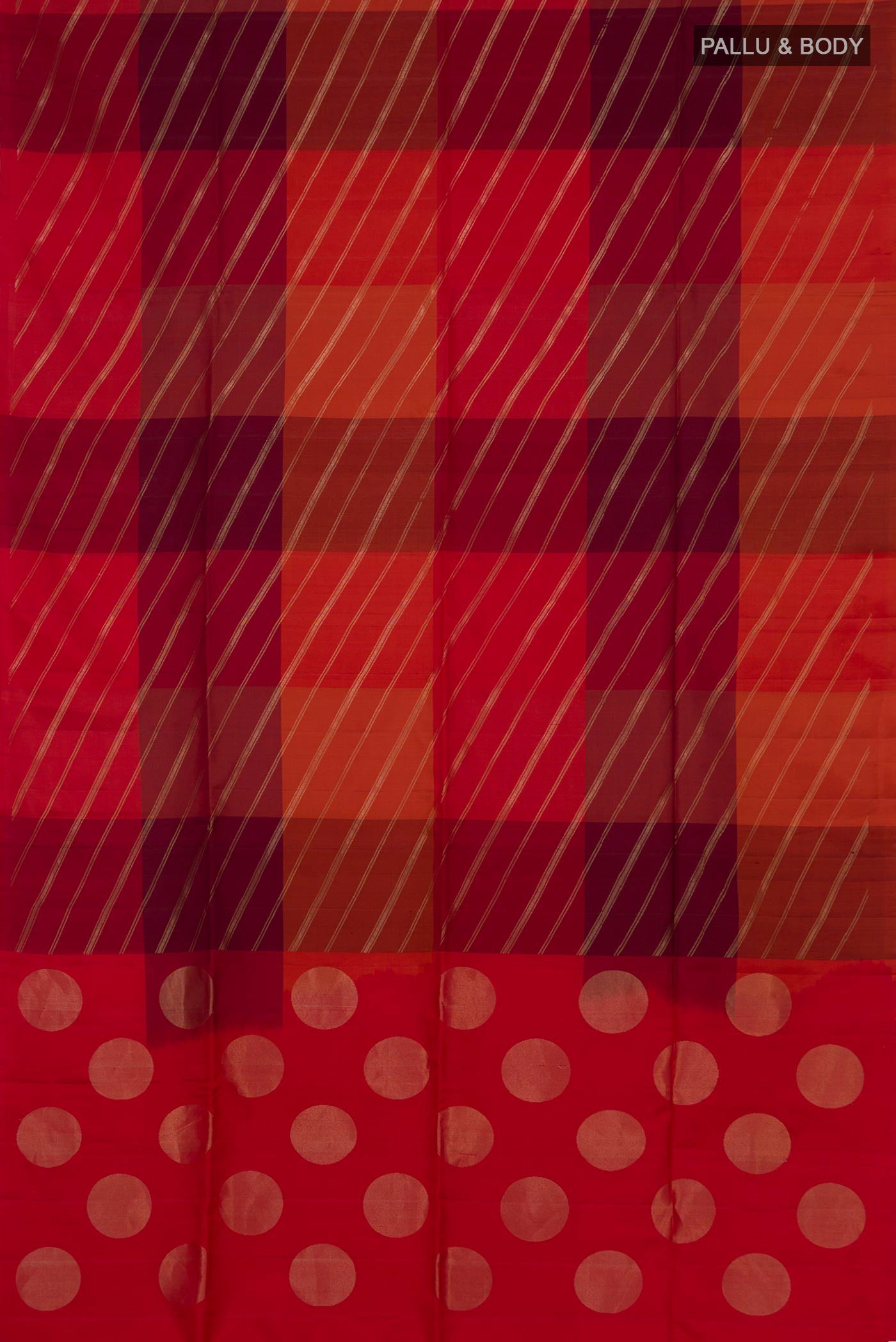 Flat view of Multi Color Soft Silk Saree with Fancy on the body and Without Border. 