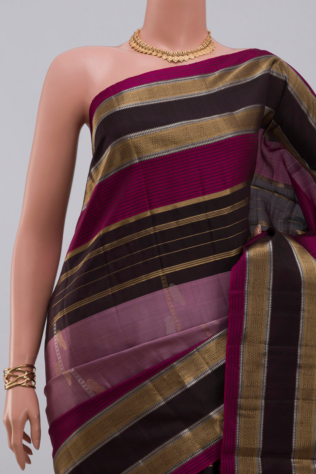 Border image of Lavender Soft Silk Saree with Fancy on the body and Fancy Border. 