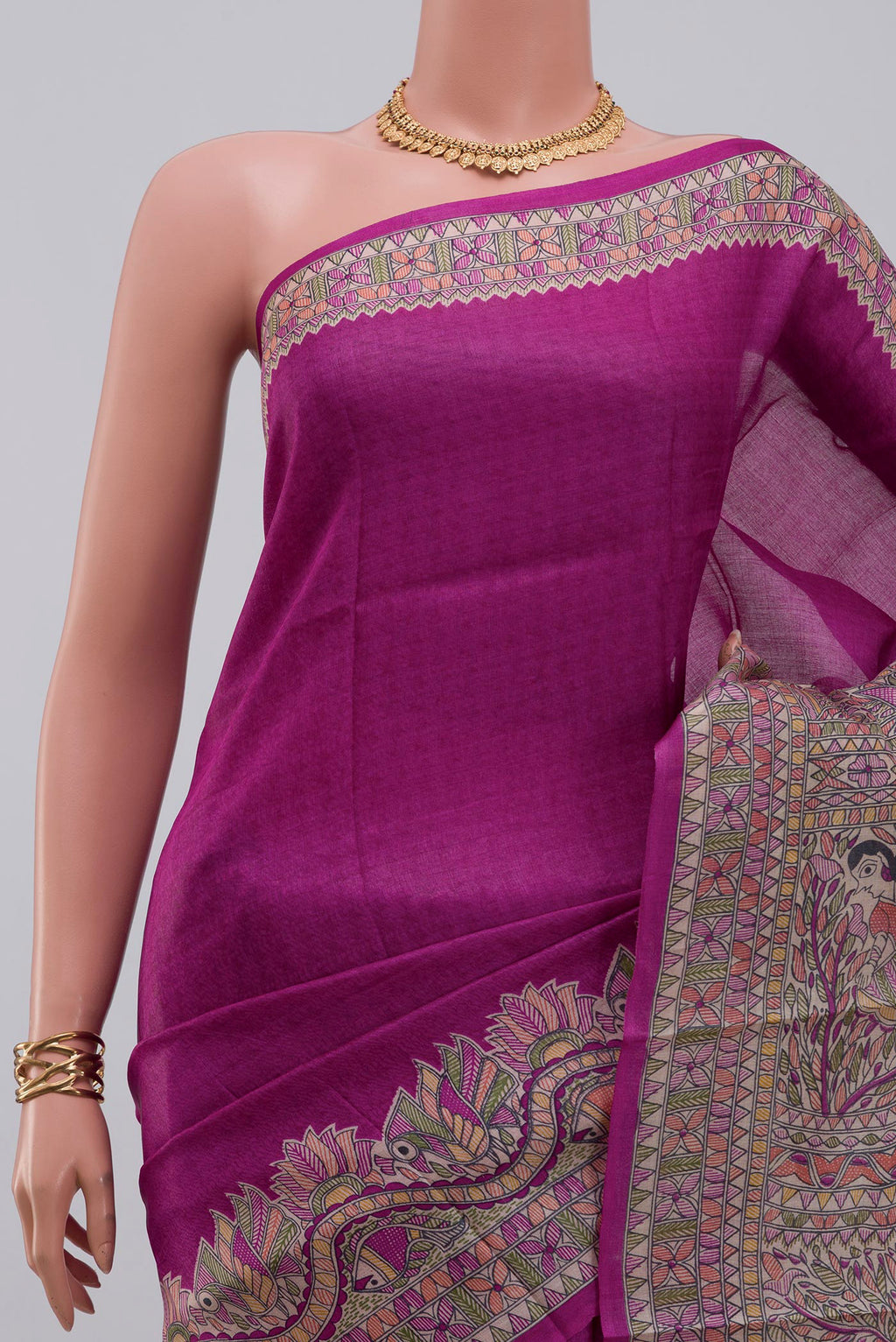 Border image of Pink Printed Silk Saree with Printed design on the body and Printed Border. 