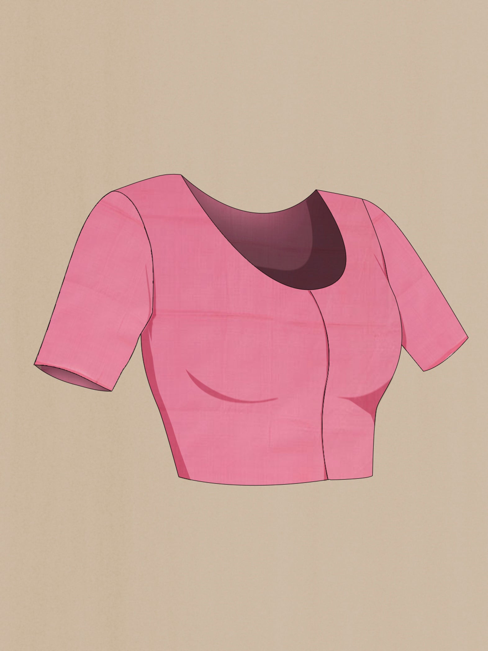 Close up image of the blouse of Pink Banarasi Saree with Fancy on the body and Fancy Border. 