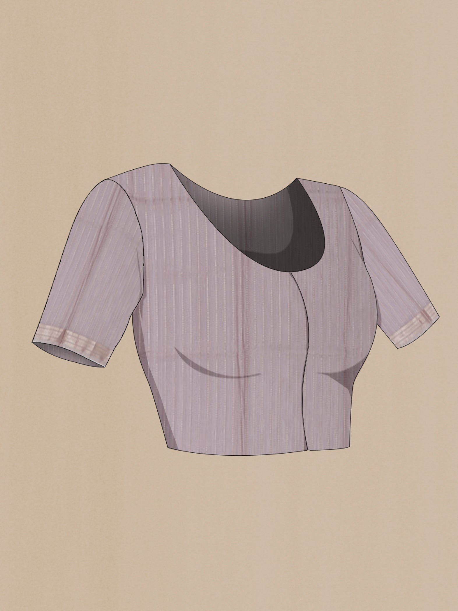 Close up image of the blouse of Grey Banarasi Kora Cotton Saree with Zari Butta on the body and Zari Border. 