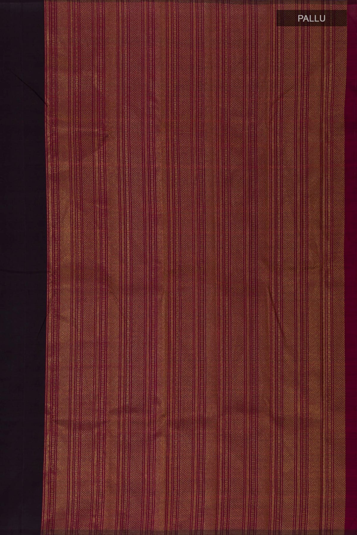 Close up image of the pallu of Pure Silk Pure Zari Multi Color Kanjivaram Saree with Fancy on the body and Without Border. 