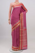 Pink Kanchipuram Silk Saree with Thread Butta on the body and Thread Border.  displayed on a mannequin