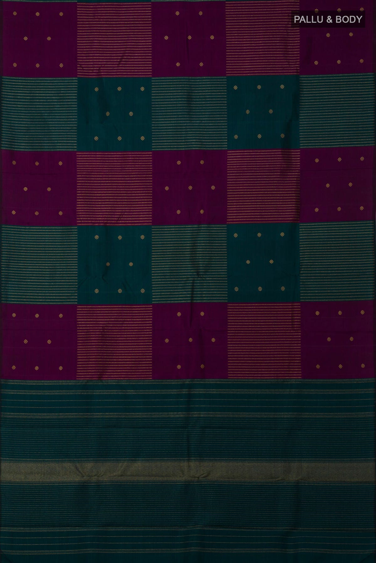 Flat view of Pure Silk Pure Zari Multi Color Kanchipuram Saree with Fancy on the body and Without Border. 
