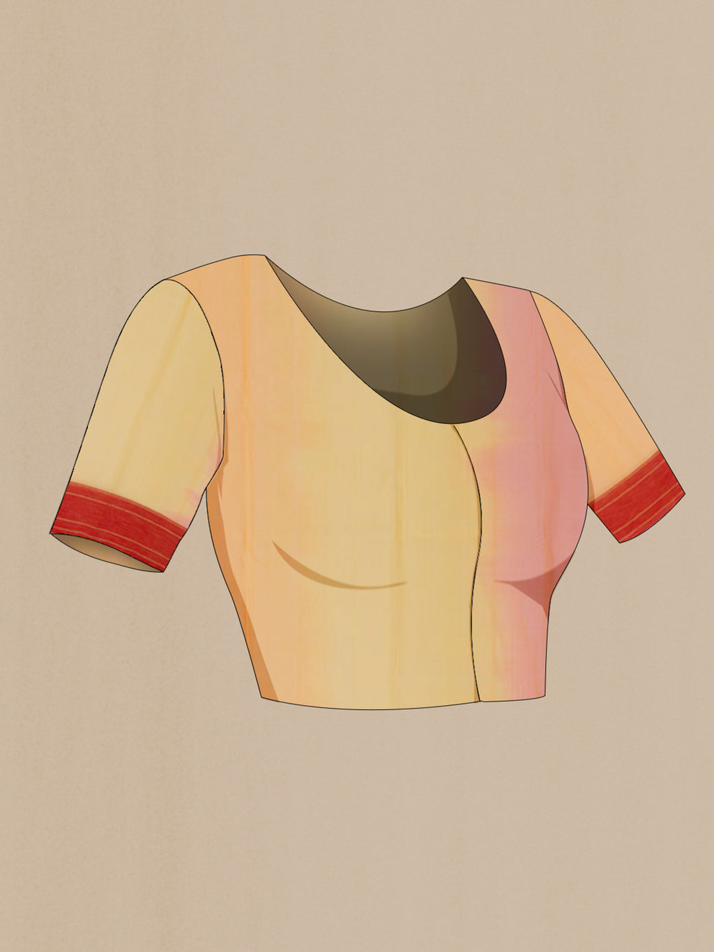 Close up image of the blouse of Multi Color Chanderi Silk Cotton Saree with Fancy on the body and Zari Border. 