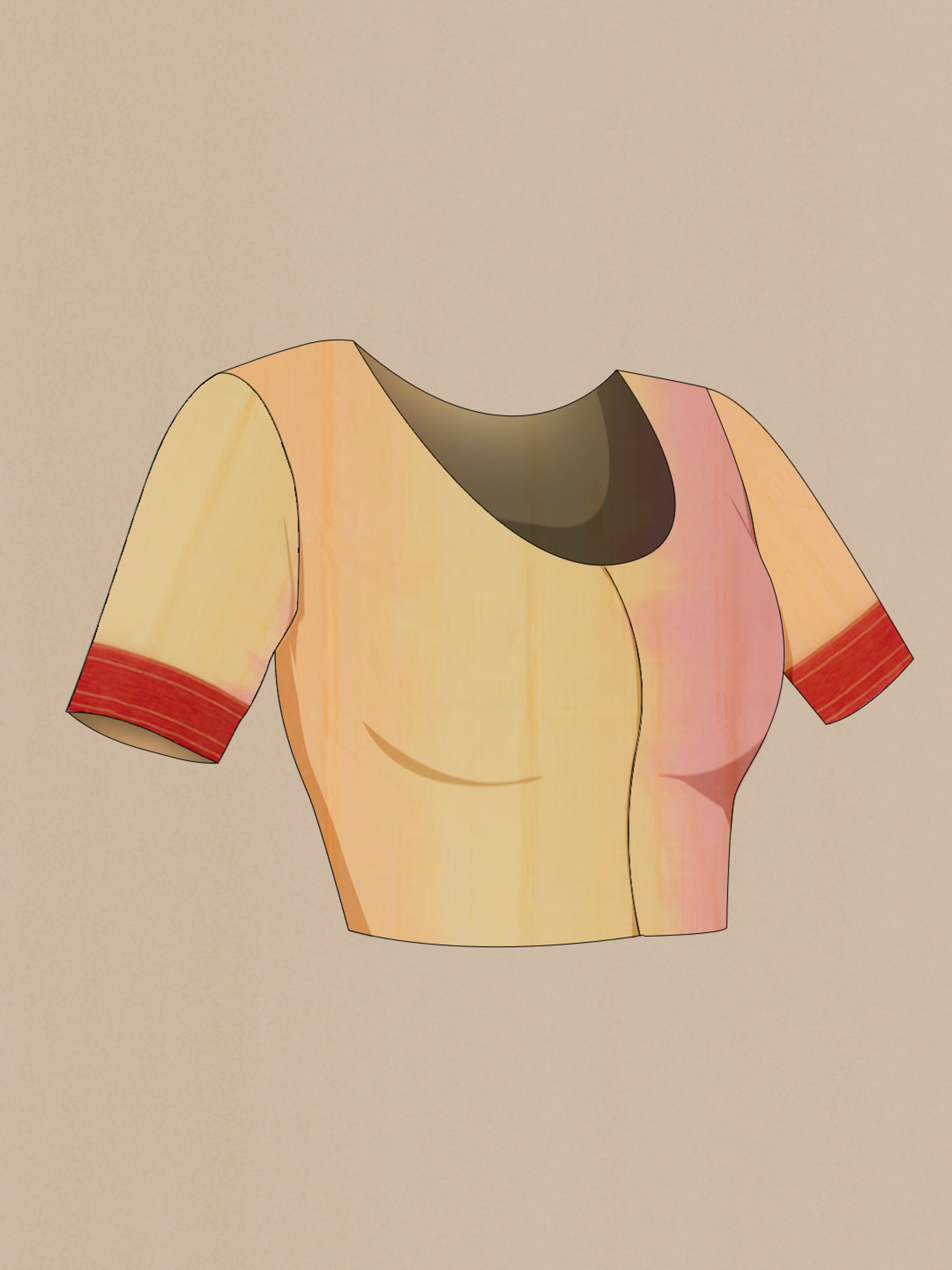 Close up image of the blouse of Multi Color Chanderi Silk Cotton Saree with Fancy on the body and Zari Border. 