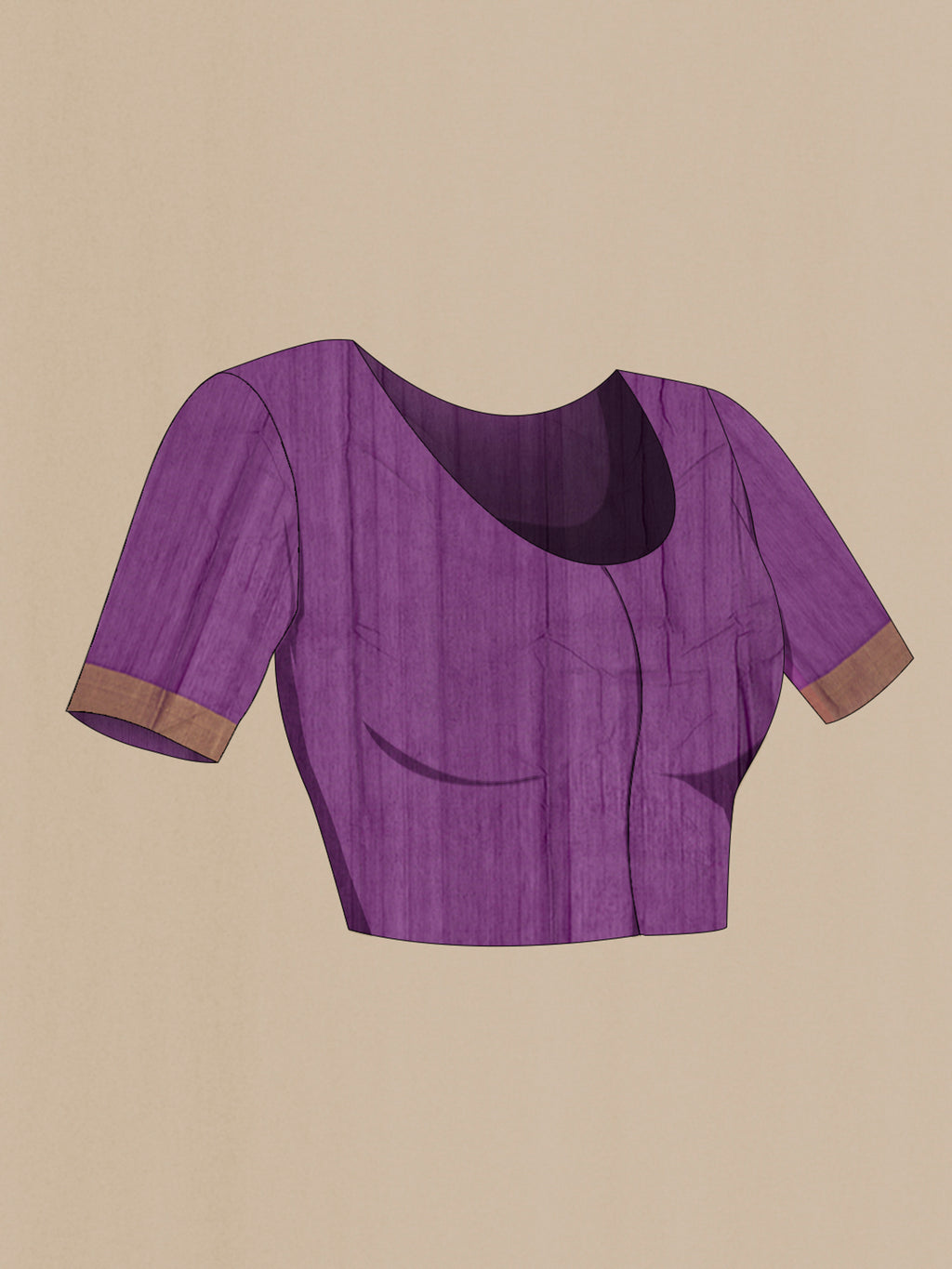 Close up image of the blouse of Magenta Chanderi Silk Cotton Saree with Zari Butta on the body and Zari Border. 