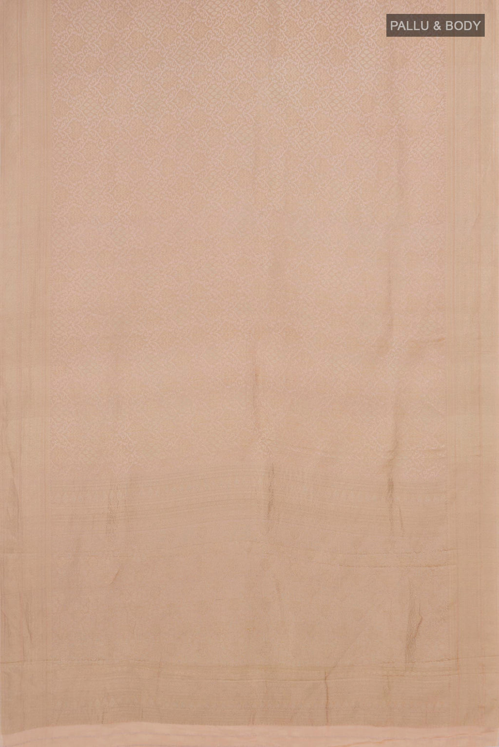 Flat view of Beige Crepe Saree with Fancy on the body and Fancy Border. 