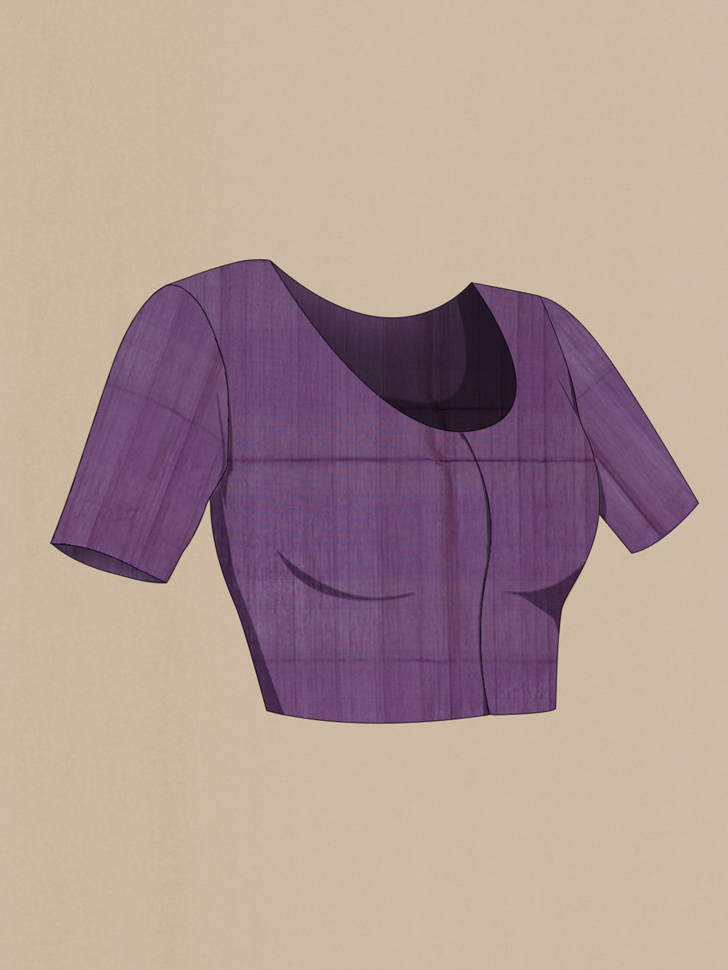 Close up image of the blouse of Purple Silk Cotton Saree with Polka Dots on the body and Without Border. 