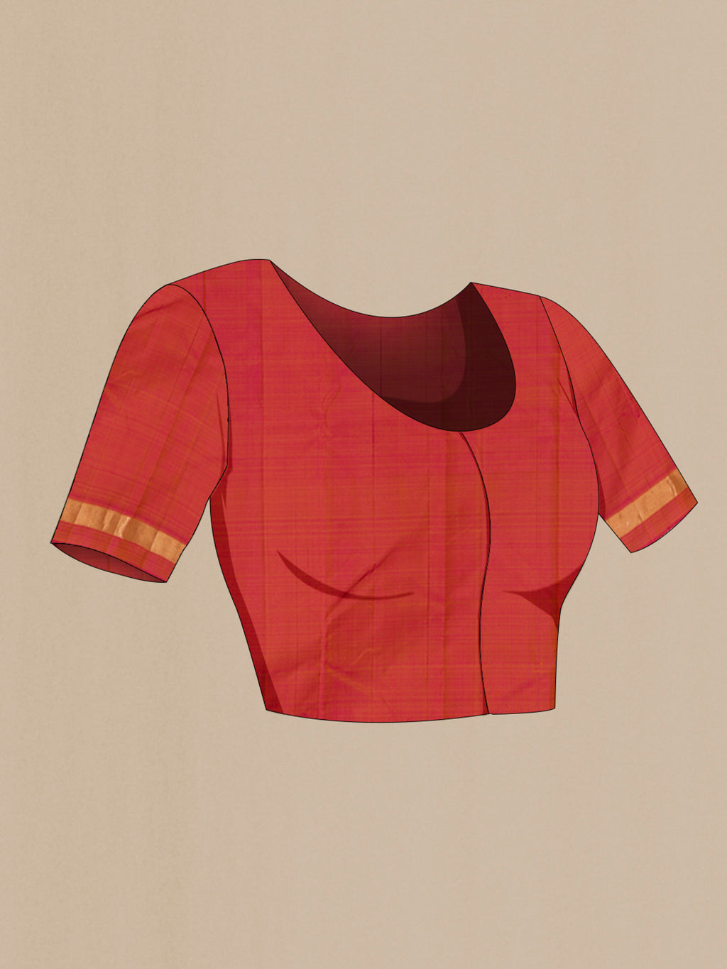 Close up image of the blouse of Yellow Kanchipuram Silk Saree with Stripes on the body and Zari Border. 