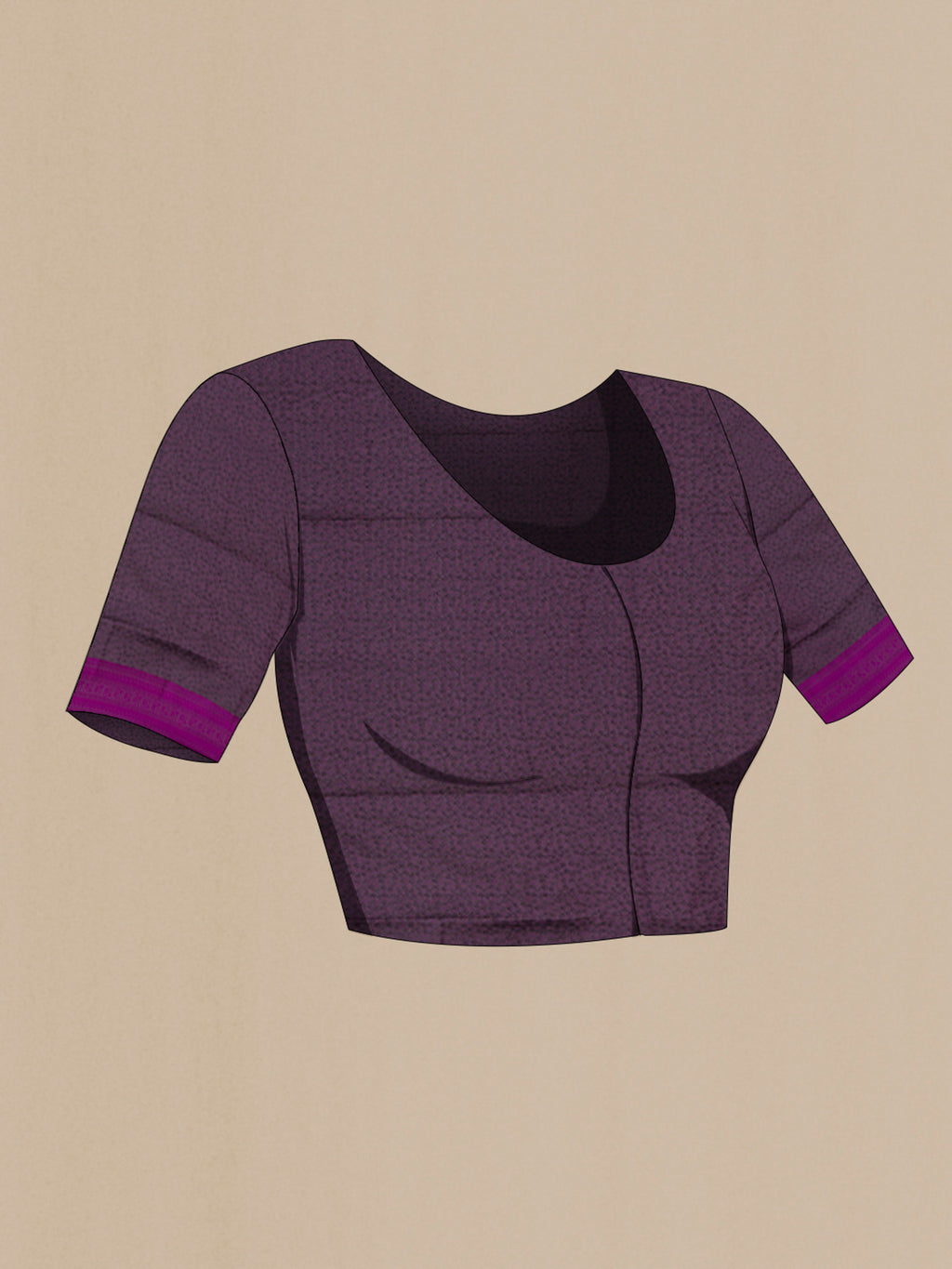 Close up image of the blouse of Purple Soft Silk Saree with Jacquard design on the body and Thread Border. 