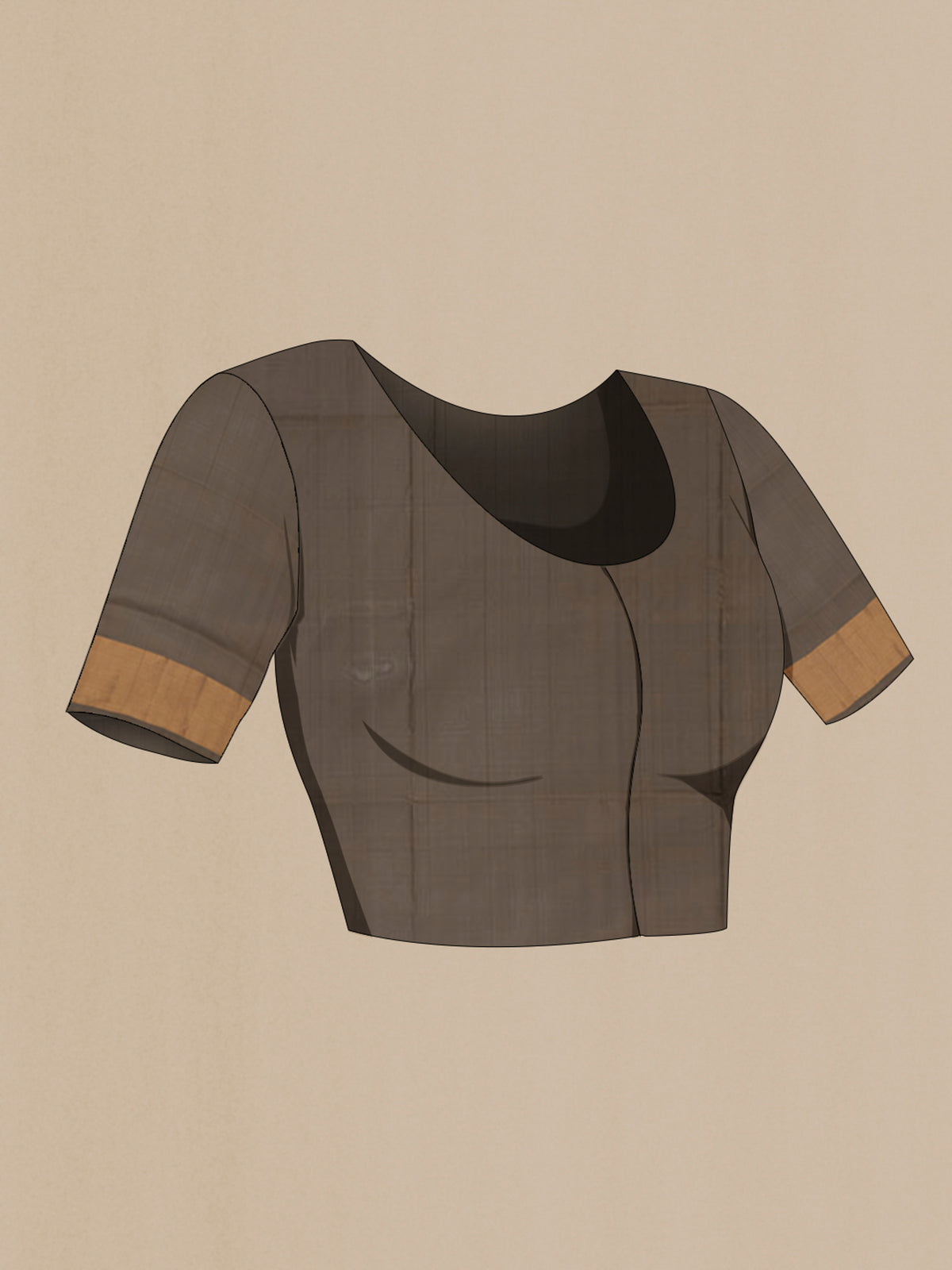 Close up image of the blouse of Pure Silk Cream Uppada Saree with Checked design on the body and Zari Border. 