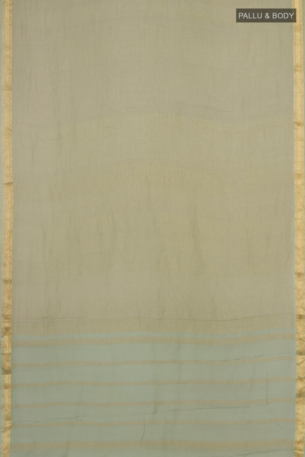 Flat view of Gold Mysore Georgette Saree with Plain Body and Zari Border. 