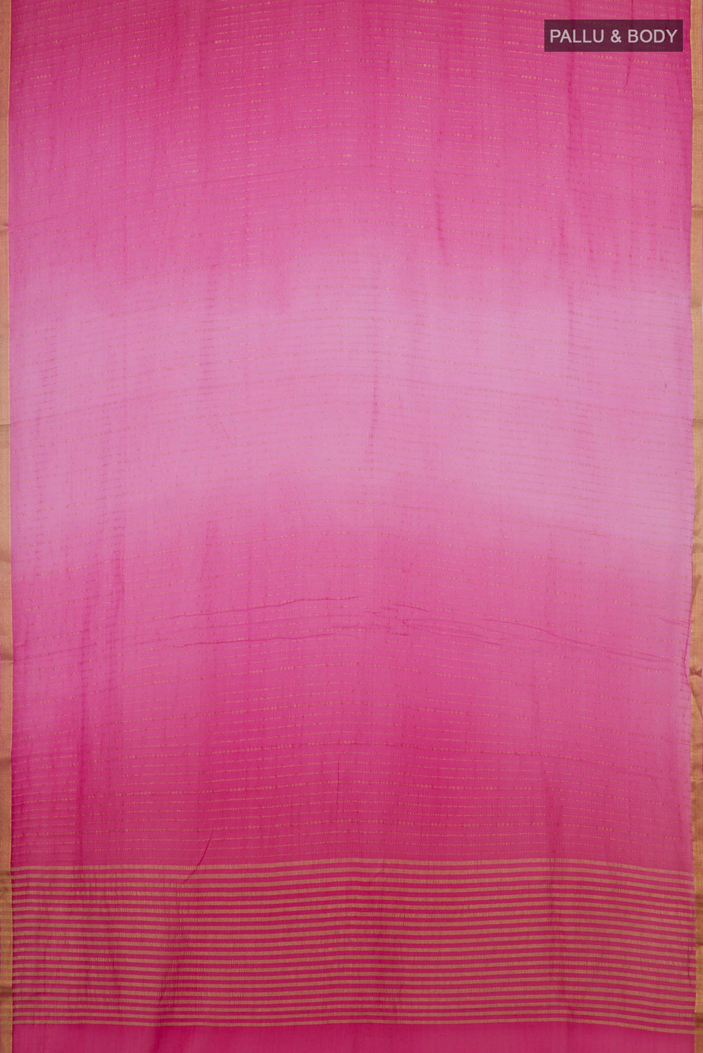 Flat view of Multi Color Mysore Georgette Saree with Ombre design on the body and Zari Border. 