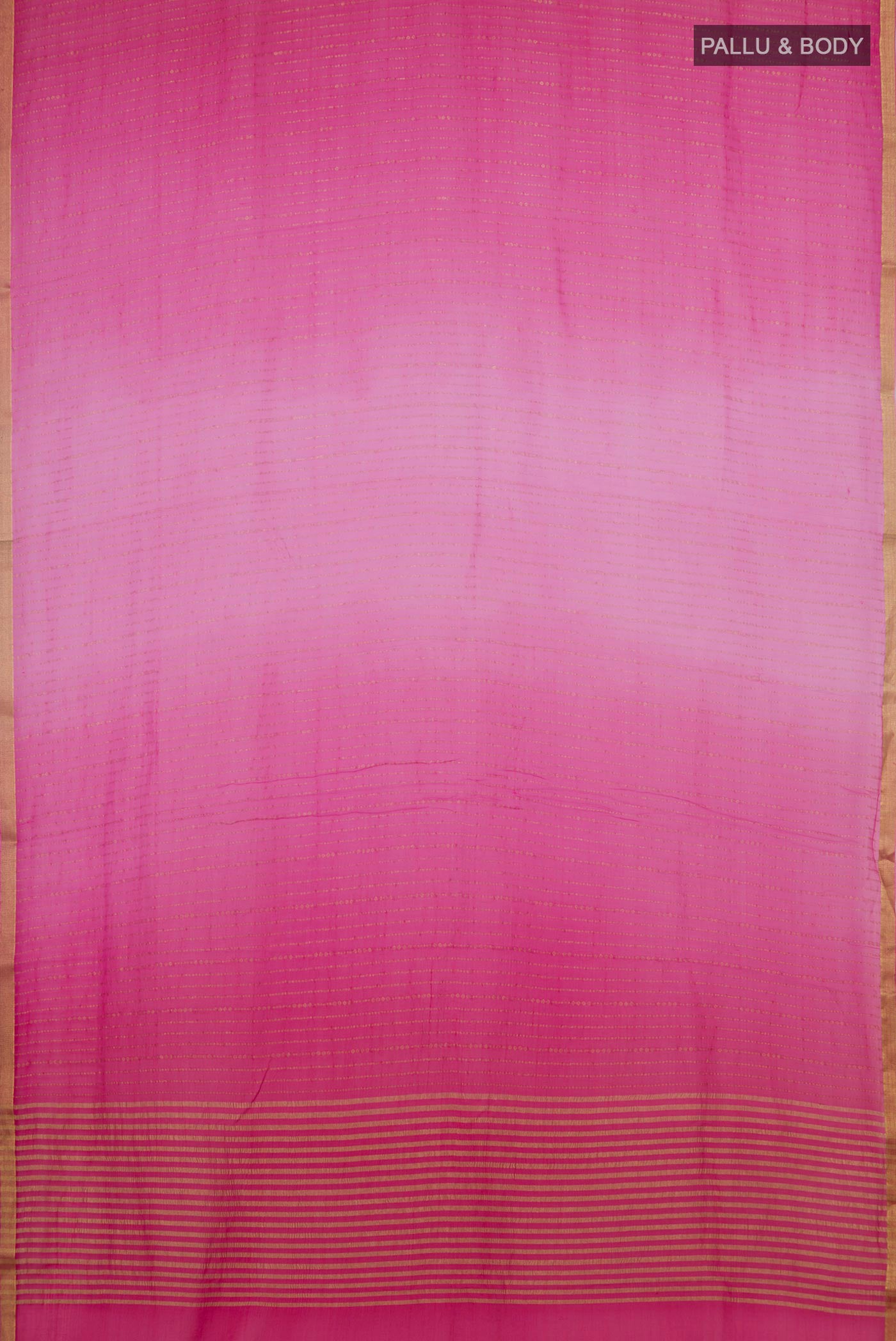 Flat view of Multi Color Mysore Georgette Saree with Ombre design on the body and Zari Border. 