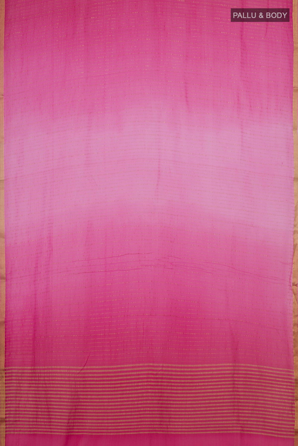 Flat view of Multi Color Mysore Georgette Saree with Ombre design on the body and Zari Border. 