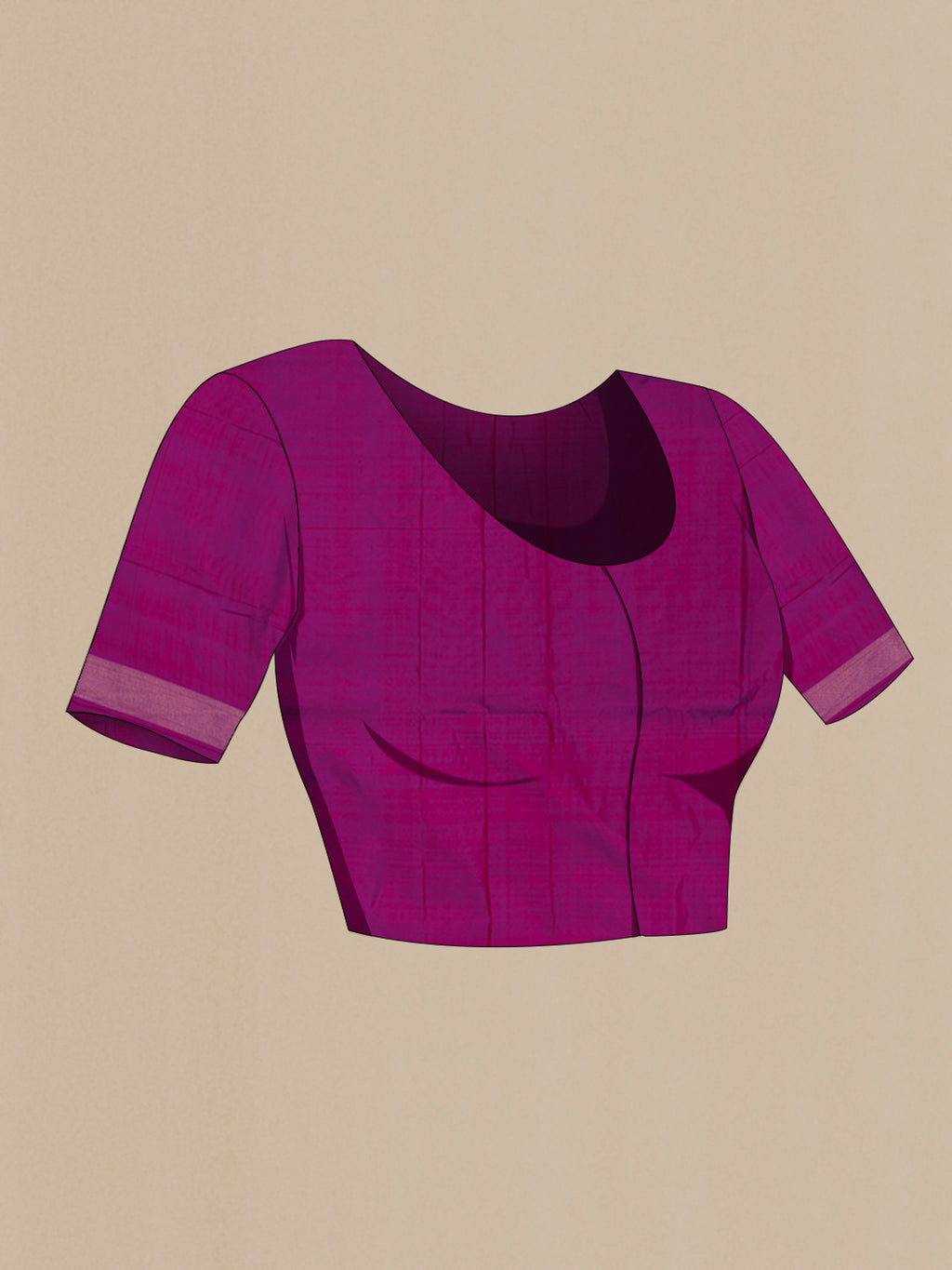 Close up image of the blouse of Purple Banarasi Katan Silk Saree with Zari Brocade on the body and Zari Border. 