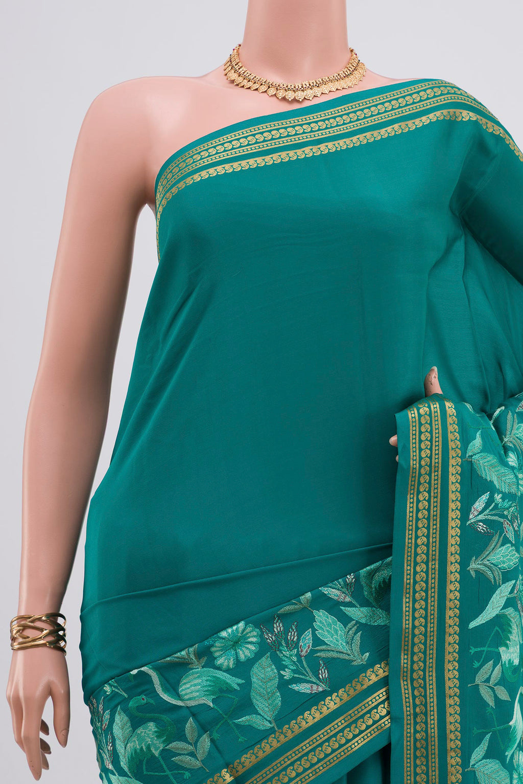 Border image of Blue Crepe Saree with Fancy on the body and Fancy Border. 