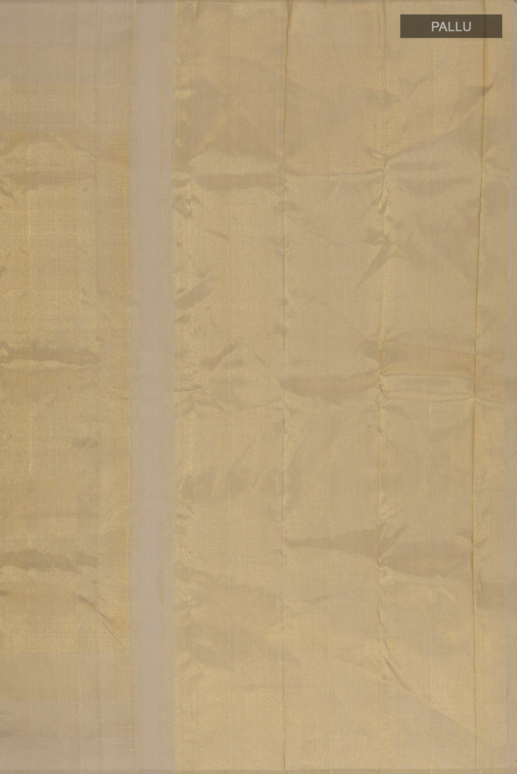Close up image of the pallu of Pure Silk Gold Kanchipuram Saree with Zari Brocade on the body and Zari Border. 