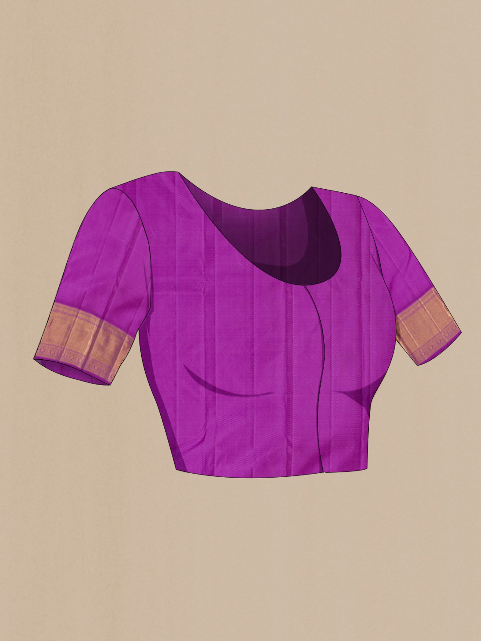 Close up image of the blouse of Green Kanjivaram Silk Saree with Zari Brocade on the body and Zari Border. 