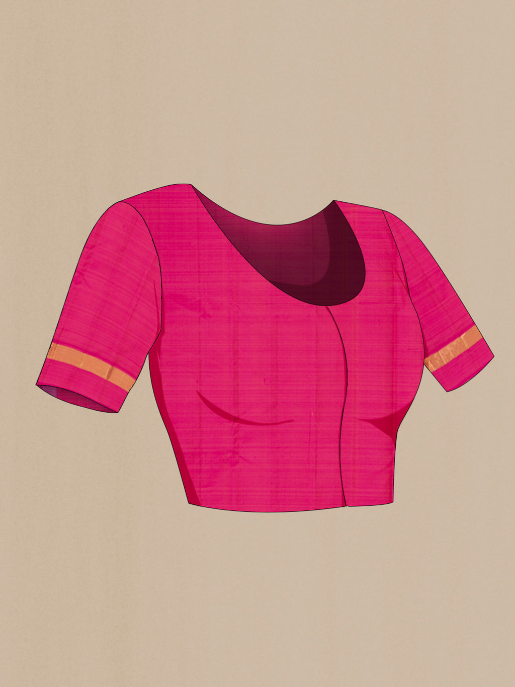 Close up image of the blouse of Grey with Pink Color Kanjivaram Silk Saree with Plain Body and Zari Border. 
