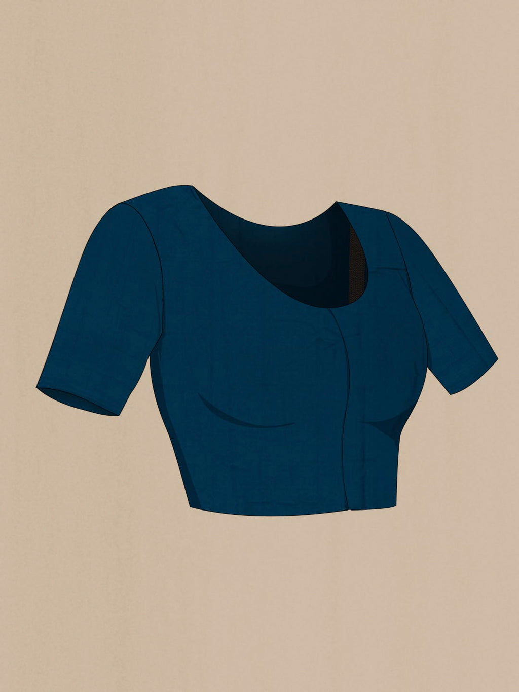 Close up image of the blouse of Pure Silk Blue Tussar Saree with Zari Brocade on the body and Fancy Border. 