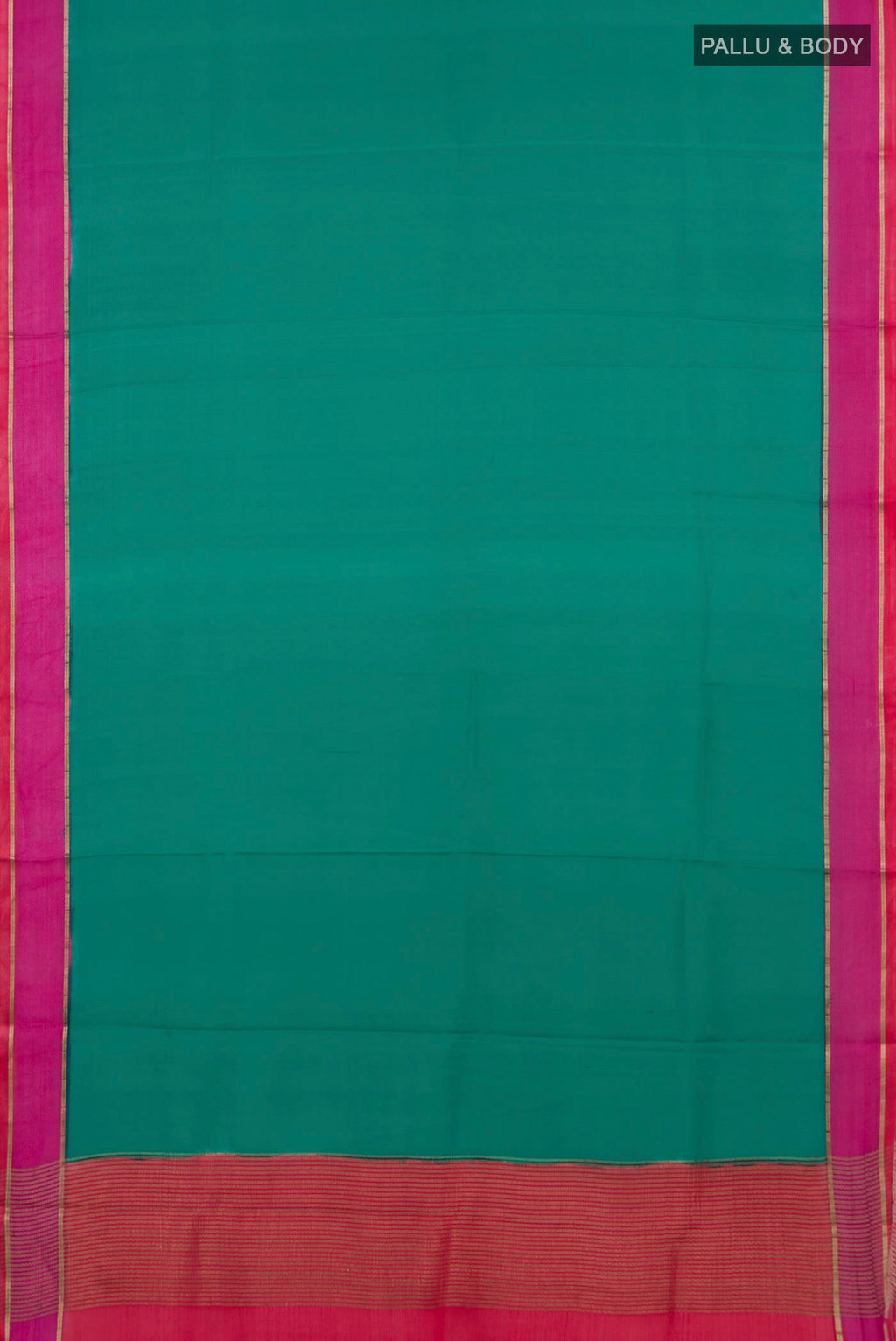 Flat view of Green Mysore Crepe Saree with Plain Body and Plain Border. 