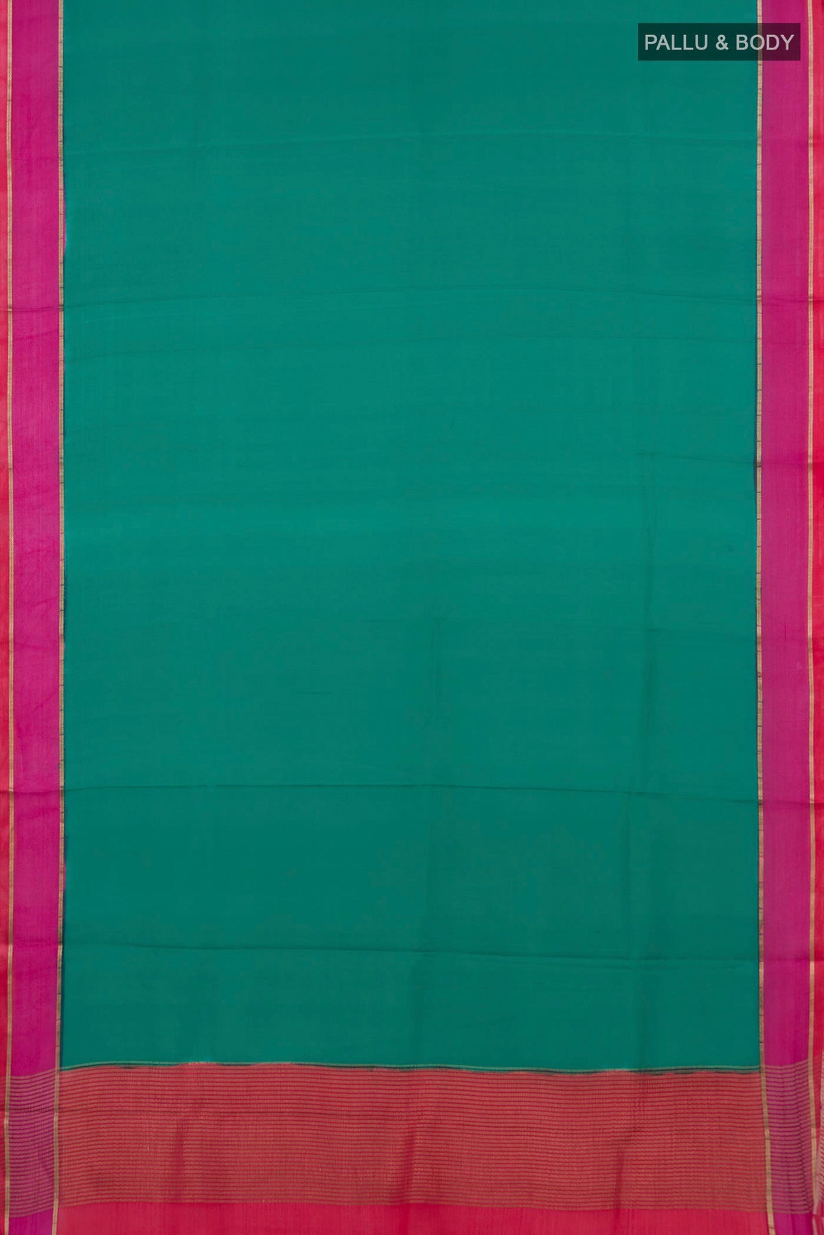 Flat view of Green Mysore Crepe Saree with Plain Body and Plain Border. 