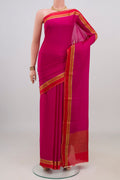 Pink Mysore Crepe Saree with Plain Body and Plain Border.  displayed on a mannequin