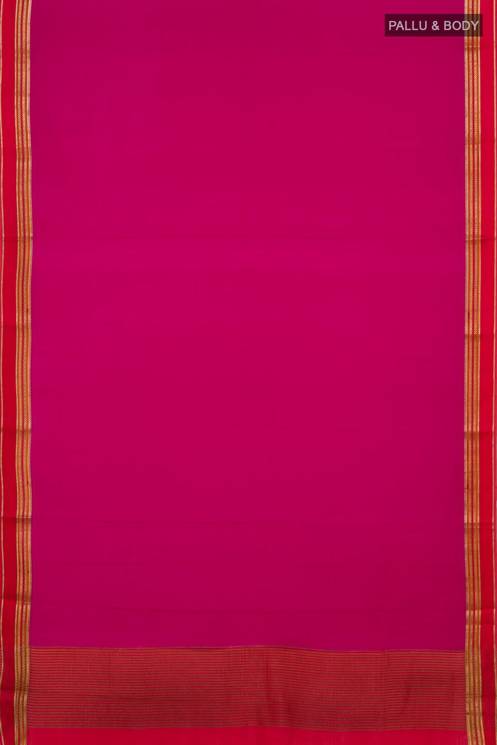 Flat view of Pink Mysore Crepe Saree with Plain Body and Plain Border. 