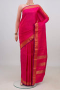 Pure Silk Pure Zari Pink Kanchipuram Saree with Checked design on the body and Zari Border.  displayed on a mannequin