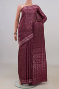 Pure Silk Purple Tussar Saree with Fancy on the body and Without Border.  displayed on a mannequin