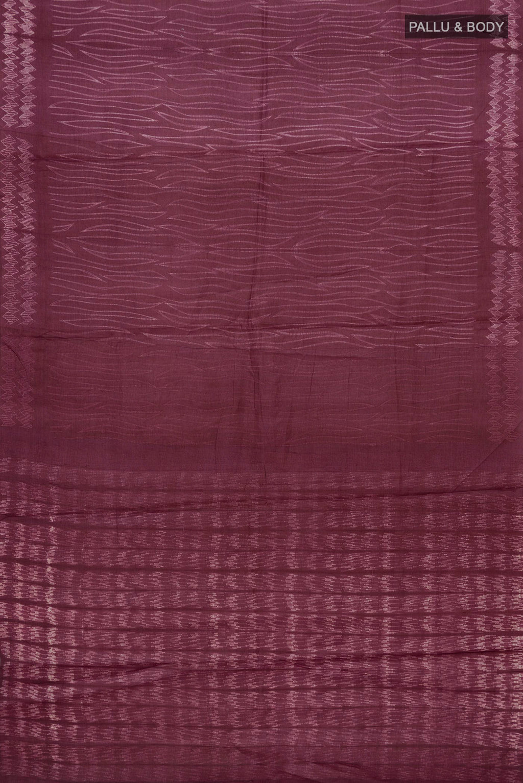 Flat view of Pure Silk Purple Tussar Saree with Fancy on the body and Without Border. 