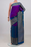 Pure Silk Pure Zari Multi Color Kanjivaram Saree with Half And Half on the body and Zari Border.  displayed on a mannequin