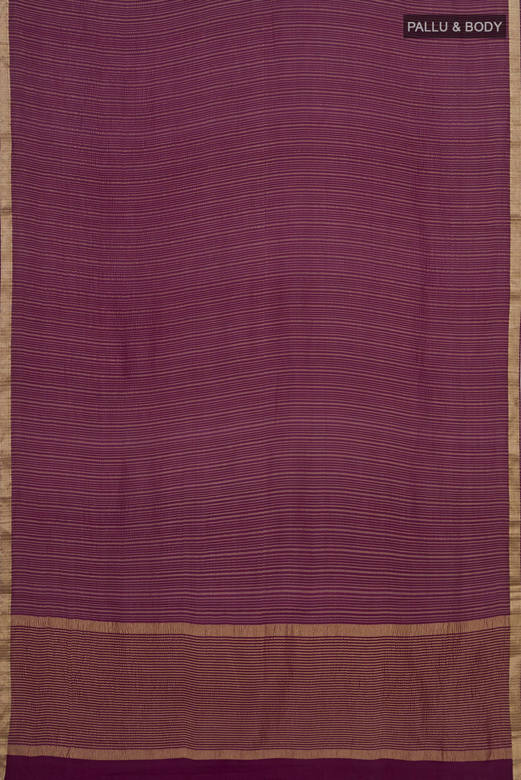 Flat view of Magenta Mysore Georgette Saree with Stripes on the body and Thin Zari Line. 