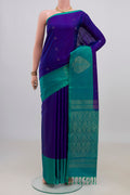 Pure Silk Blue Soft Saree with Zari Butta on the body and Fancy Border.  displayed on a mannequin