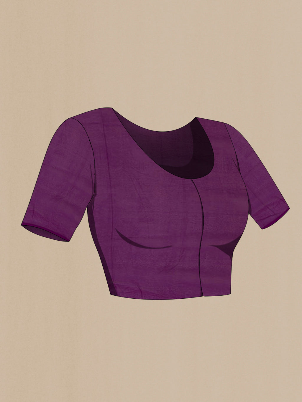 Close up image of the blouse of Purple Banarasi Georgette Saree with Zari Butta on the body and Fancy Border. 