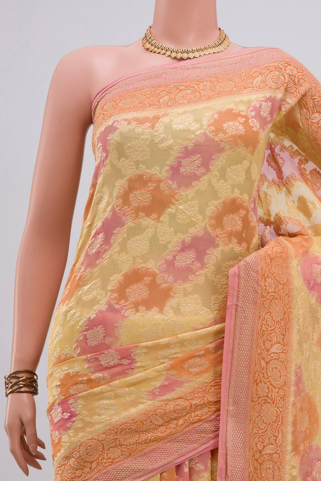 Border image of Multi Color Georgette Saree with Fancy on the body and Fancy Border. 