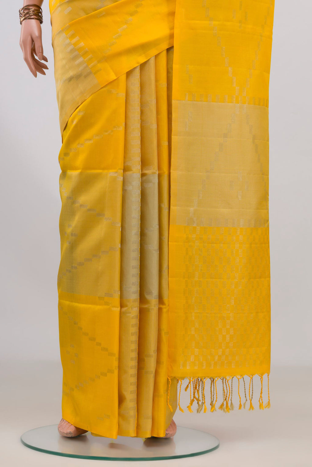 Pleats and pallu of Pure Silk Multi Color Soft Saree with Fancy on the body and Without Border. 
