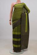 Pure Silk Green Soft Saree with Fancy on the body and Without Border.  displayed on a mannequin