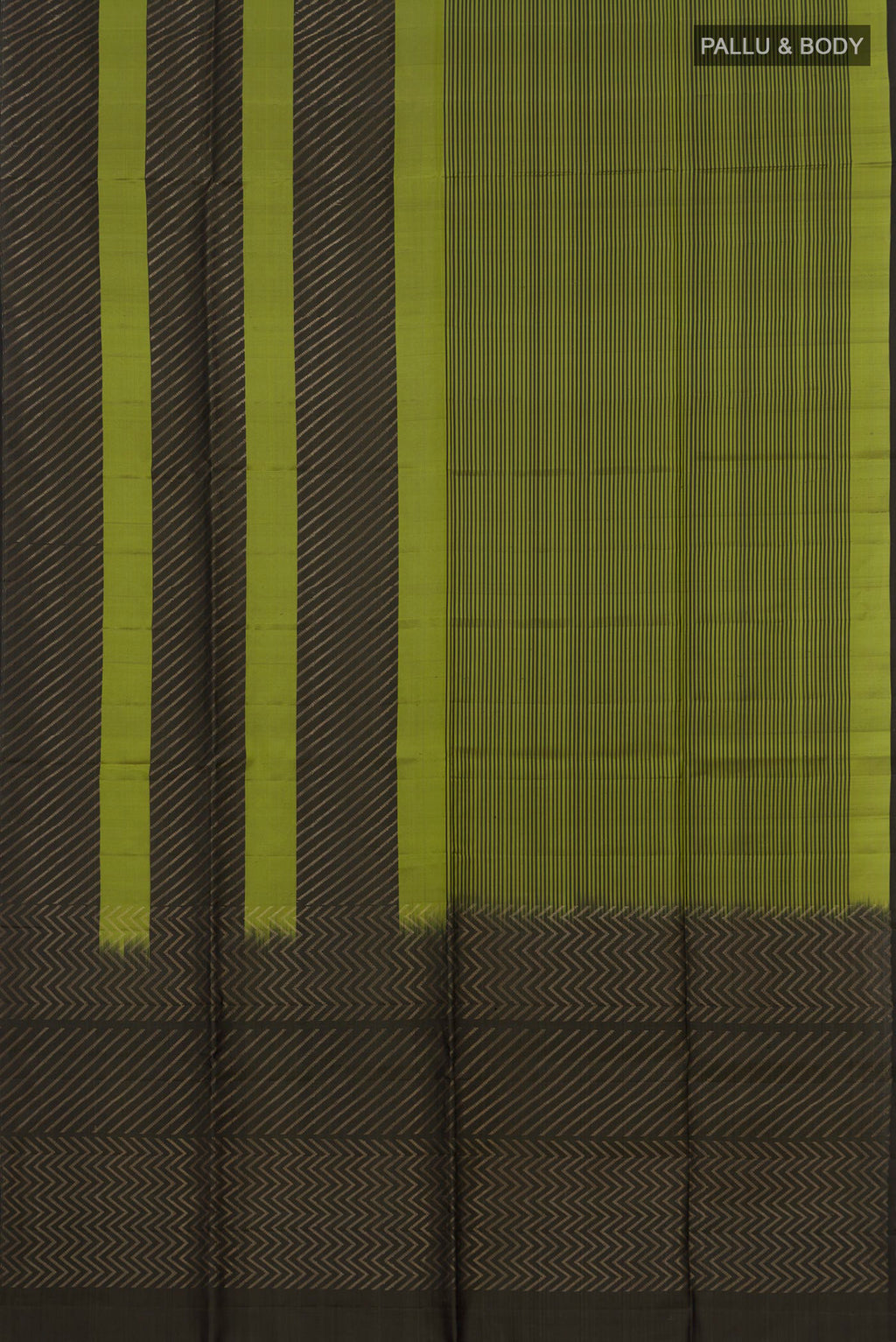 Flat view of Pure Silk Green Soft Saree with Fancy on the body and Without Border. 