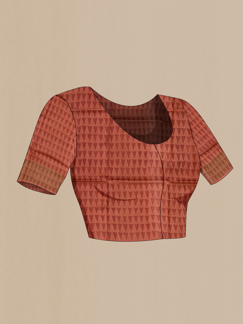 Close up image of the blouse of Multi Color Tussar Saree with Printed design on the body and Zari Border. 