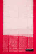 Off White Dual Tone Soft Silk Saree with Checked design on the body and Plain Border.  displayed on a mannequin