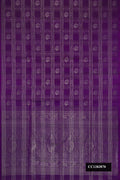Purple Dual Tone Soft Silk Saree with Checked design on the body and Without Border.  displayed on a mannequin