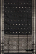 Black Dual Tone Soft Silk Saree with Zari Butta on the body and Zari Border.  displayed on a mannequin