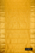 Gold Dual Tone Kanchipuram Silk Saree with Zari Brocade on the body and Zari Border.  displayed on a mannequin