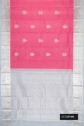 Pink Dual Tone Kanchipuram Silk Saree with Zari Butta on the body and Zari Border.  displayed on a mannequin