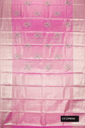 Pink Dual Tone Kanchipuram Tissue Silk Saree with Zari Brocade on the body and Zari Border.  displayed on a mannequin