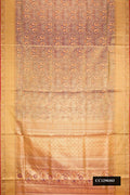 Grey Dual Tone Kanchipuram Tissue Silk Saree with Zari Brocade on the body and Zari Border.  displayed on a mannequin
